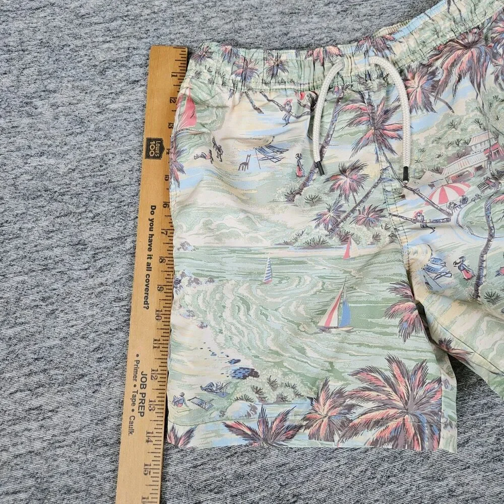 Polo Ralph Lauren Tropical Swim Trunk Boys Size M 10-12 Lined Hawaiian Green EUC
